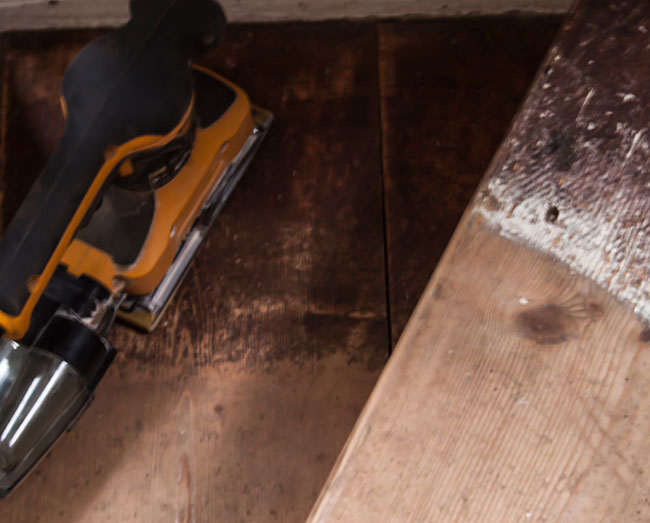 Sanding the steps