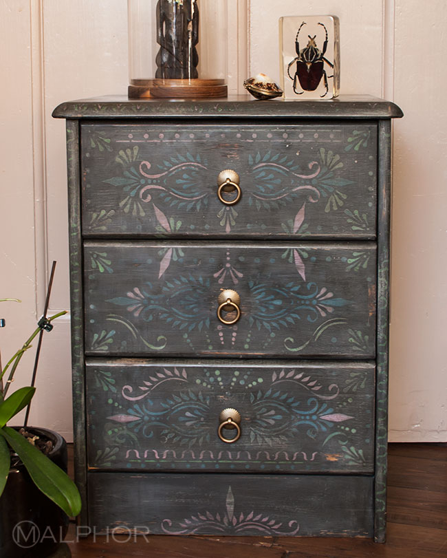 handpainted boho romantic cabinet